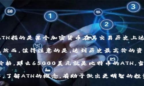 加密货币中的“ATH”是“All-Time High”的缩写，意为“历史最高价”。在加密货币市场中，ATH指的是某个加密货币在其交易历史上达到过的最高价格。这一概念不仅适用于加密货币，也可以用于股票、商品等其他金融资产。

当市场达到ATH时，通常意味着投资者对该资产的需求非常强烈，或者市场情绪非常乐观。然而，值得注意的是，达到历史最高价的资产有时也可能面临回调或价格波动，投资者在追高时需谨慎考虑风险。

举例来说，如果比特币在某个时间点的价格达到了65000美元，而在过去，从未超过这个价格，那么65000美元就是比特币的ATH。当投资者谈论某种加密货币的ATH时，他们通常是在讨论价格的历史表现和市场势头。

总之，ATH是一个重要的行情指标，帮助投资者理解市场的波动和趋势。在加密货币交易中，了解ATH的概念，有助于做出更明智的投资决策。